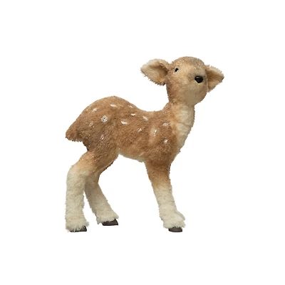 Hello Honey® 12.25" Tan & White Faux Fur Standing Fawn with Glitter