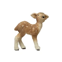 Hello Honey® 12.25" Tan & White Faux Fur Standing Fawn with Glitter