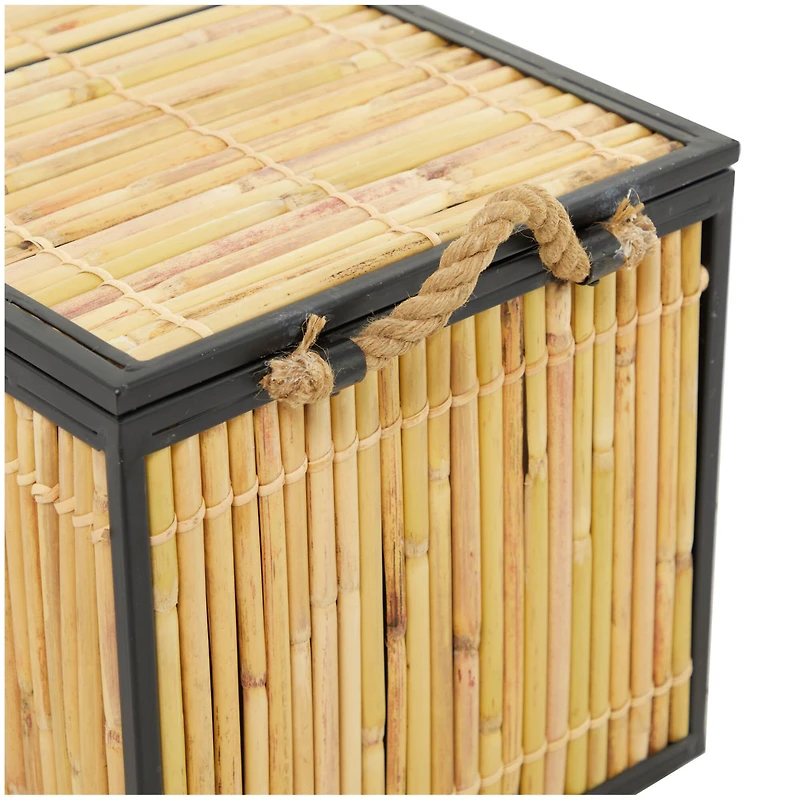 Light Brown Rattan Handmade Nesting Trunk Set of 3 25", 21", 18"