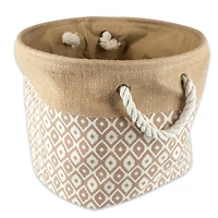 DII® 12" Brown Ikat Round Burlap Bin