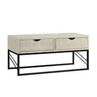 Off White 2-Drawer Faux Shagreen Coffee Table
