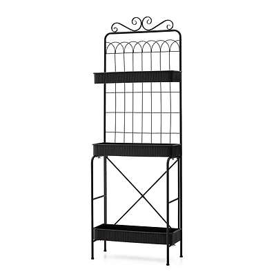 Glitzhome® 68" 3-Tier Black Metal Shelf Planter Stand