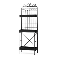 Glitzhome® 68" 3-Tier Black Metal Shelf Planter Stand