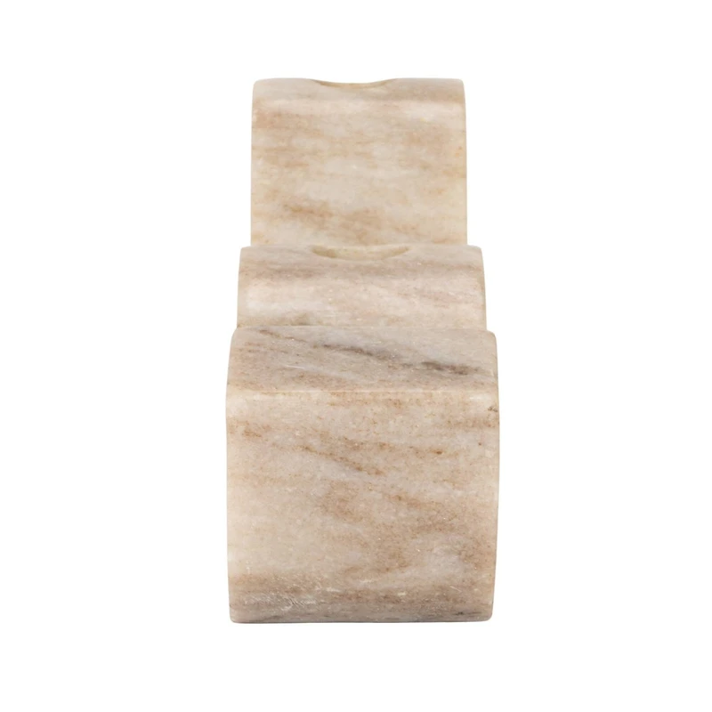 Hello Honey® 14.5" Beige Modern Marble and Brass Wave Double Taper Holder
