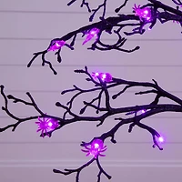 4ft. Pre-Lit Artificial Halloween Spider Twig Tree with 48 Purple LED Lights