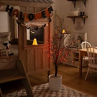 4ft. Pre-Lit Halloween Minimalist Twig Artificial Fall Tree with 160 Orange & Purple LED Lights