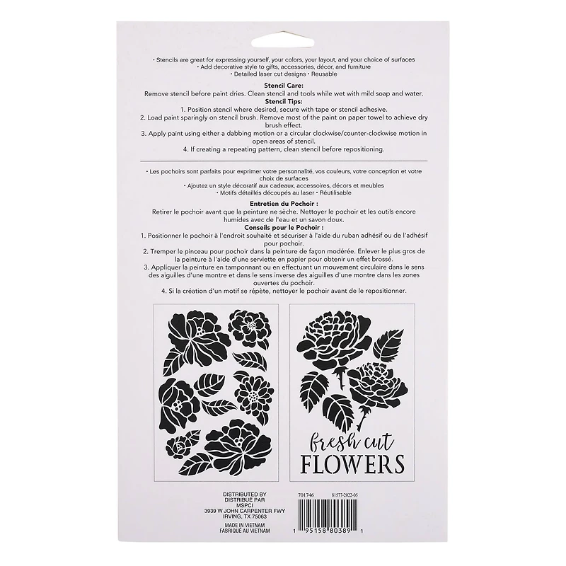 Fresh Cut Flower Plastic Stencils, 7" x 10" by Craft Smart®