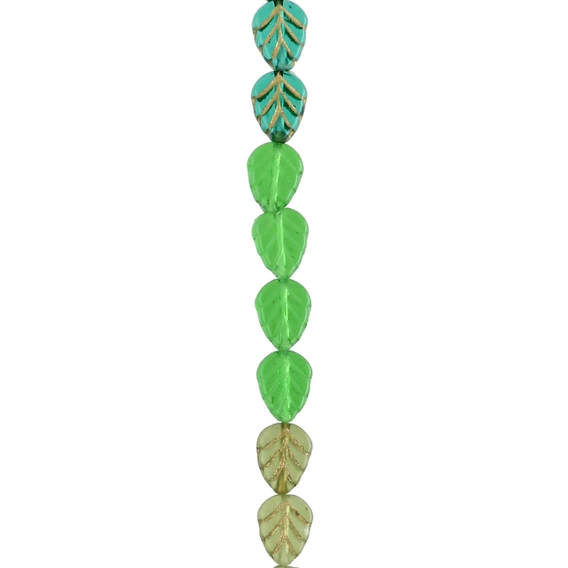 Green Czech Glass Leaf Beads, 10.5mm by Bead Landing™