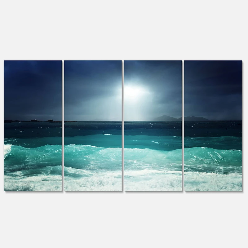 Designart - Green Ocean Waves under Dark Sky