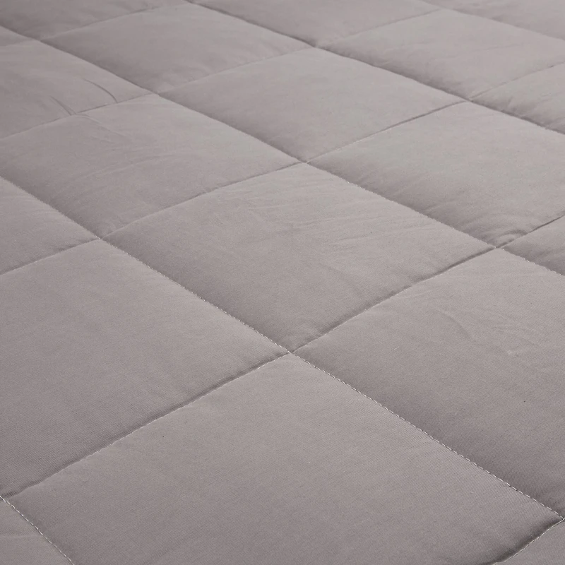 Glitzhome® Gray Cotton Shell Quilted Weighted Blanket with Polyester Filling