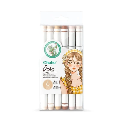 Ohuhu® Oahu 6 Color Portrait Alcohol Marker Set