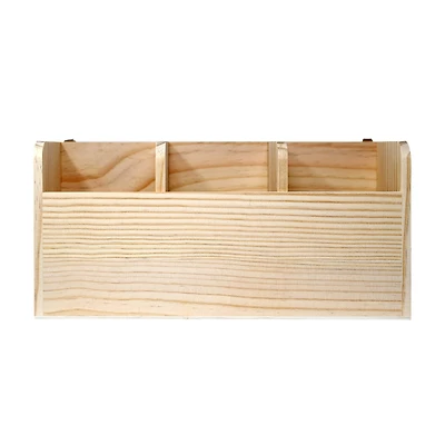 11.5" 3 Compartment Wood Wall Organizer Box