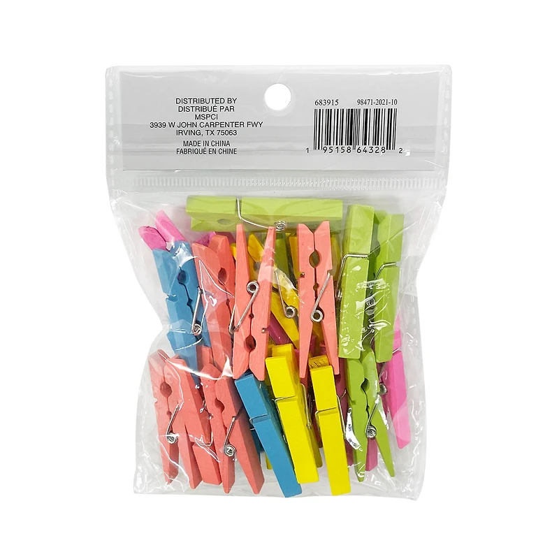 12 Packs: 30 ct. (360 total) Medium Neon Clothespins by Recollections™