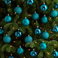 30ct. 2.5" Teal Shatterproof Christmas Ornaments
