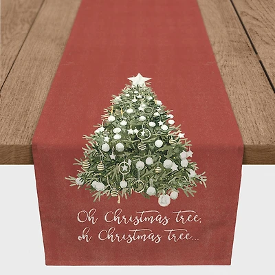 72" Oh Christmas Tree On Red Table Runner