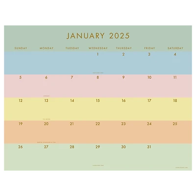 TF Publishing Large 2025 Super Stripe Monthly Blotter Desk Pad Calendar