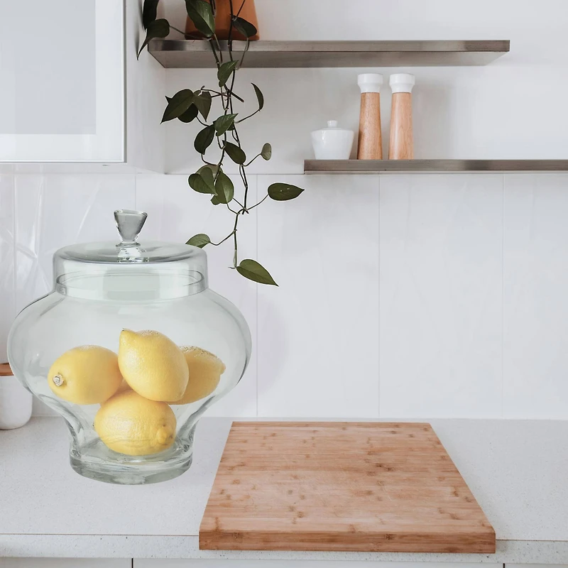 14.5" Transparent Segmented Glass Container with Lid