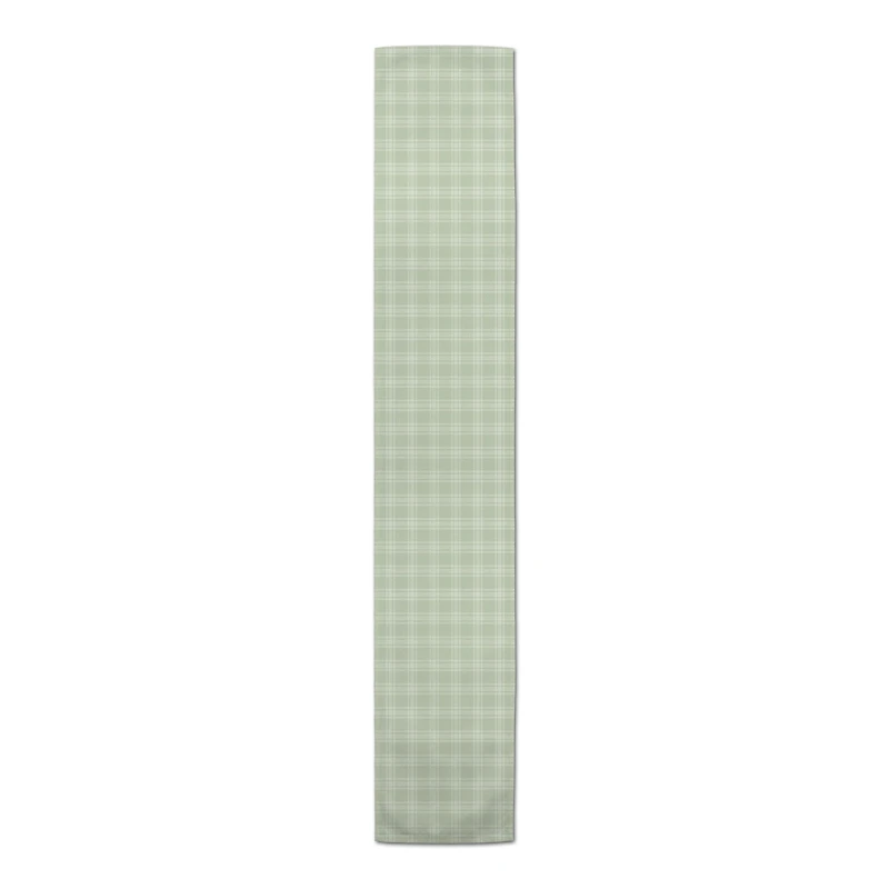 Green Plaid Pattern 1 16" x 72" Poly Twill Table Runner