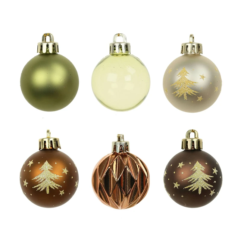 7 Pack 1.5" Gingerbread Forest Tree Shatterproof Ball Ornaments by Ashland®