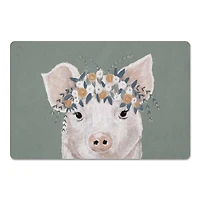 Pig With Flowers 18" x 27" Floor Mat