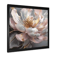 Designart "Marble Pink Gold Peony Flower Iii" Floral Peony Framed Canvas Print