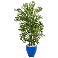 5.5ft. Areca Palm Artificial Tree in Blue Planter