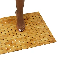 Mind Reader 23" Brown Luxury Bamboo Shower Bath Mat