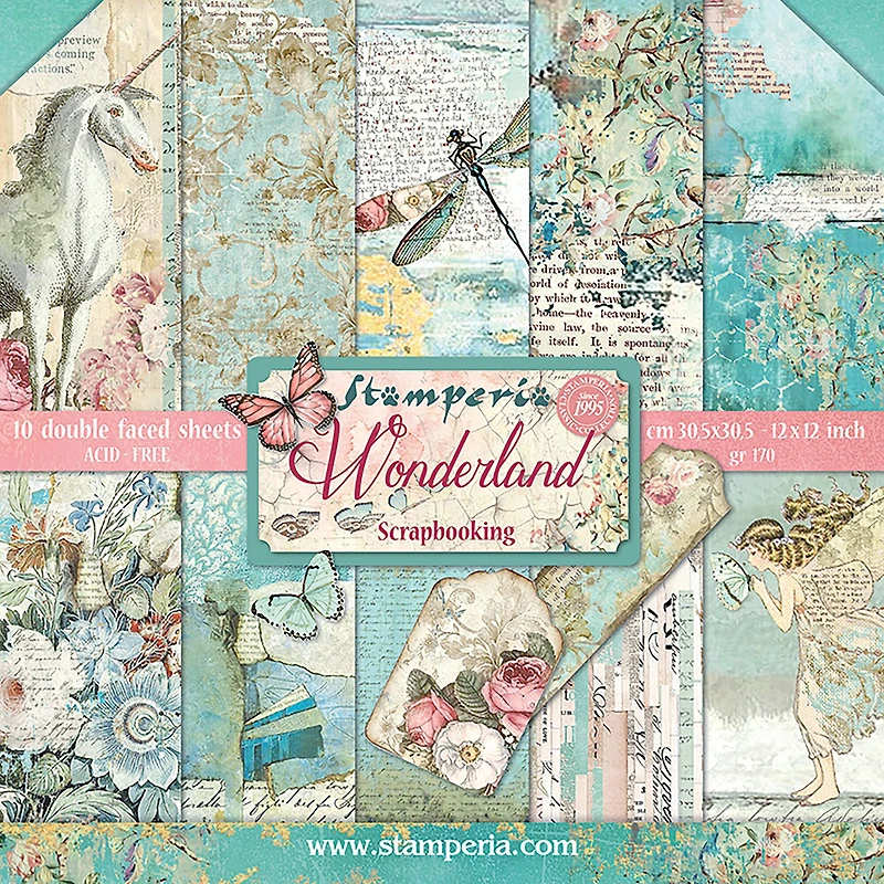 Stamperia Wonderland Double-Sided Paper Pad, 12'' x 12''