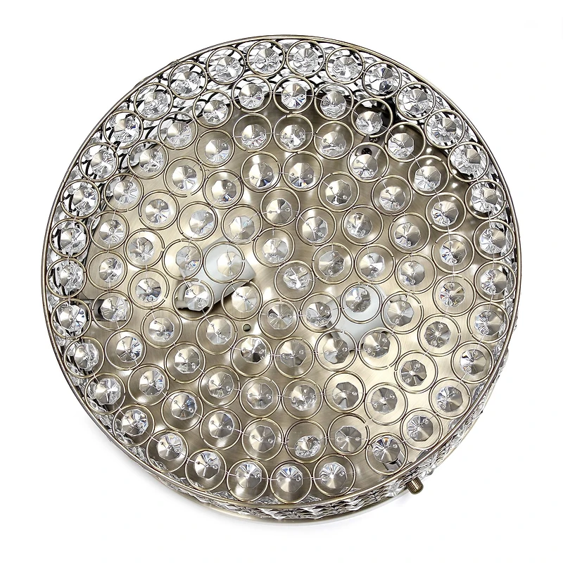 Lalia Home 12" Antique Brass Glam 2-Light Round Flush Mount