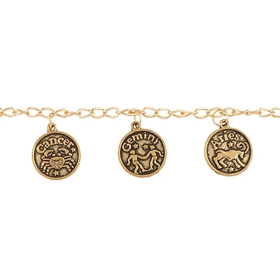 Antique Gold Metal Zodiac Beads, 17mm by Bead Landing™