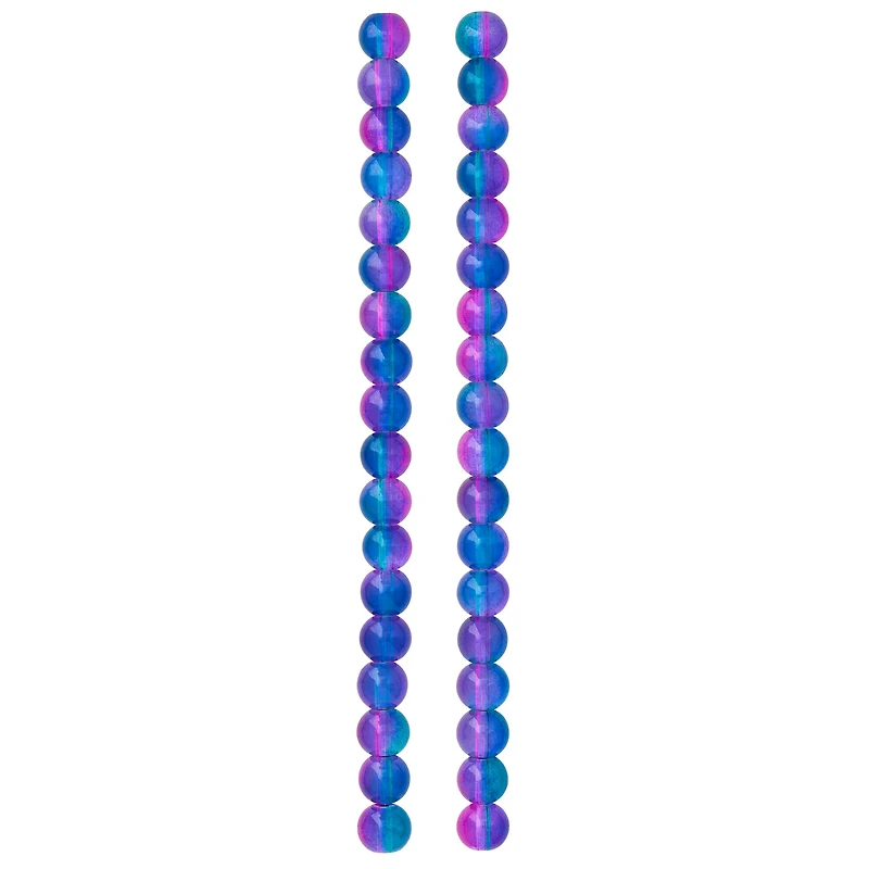 12 Pack: Green, Pink & Blue Glass Round Beads, 8mm by Bead Landing™