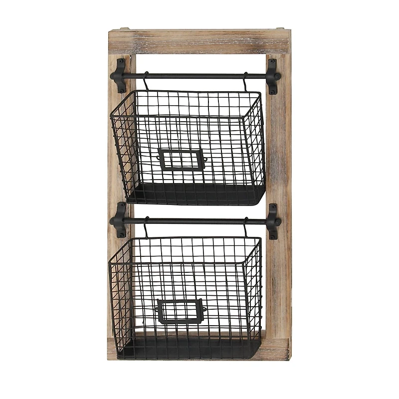 25" Black Metal Farmhouse Magazine Rack Holder