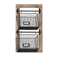 25" Black Metal Farmhouse Magazine Rack Holder