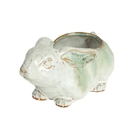 Hello Honey® 8.25" White & Marine Rabbit Stoneware Planter