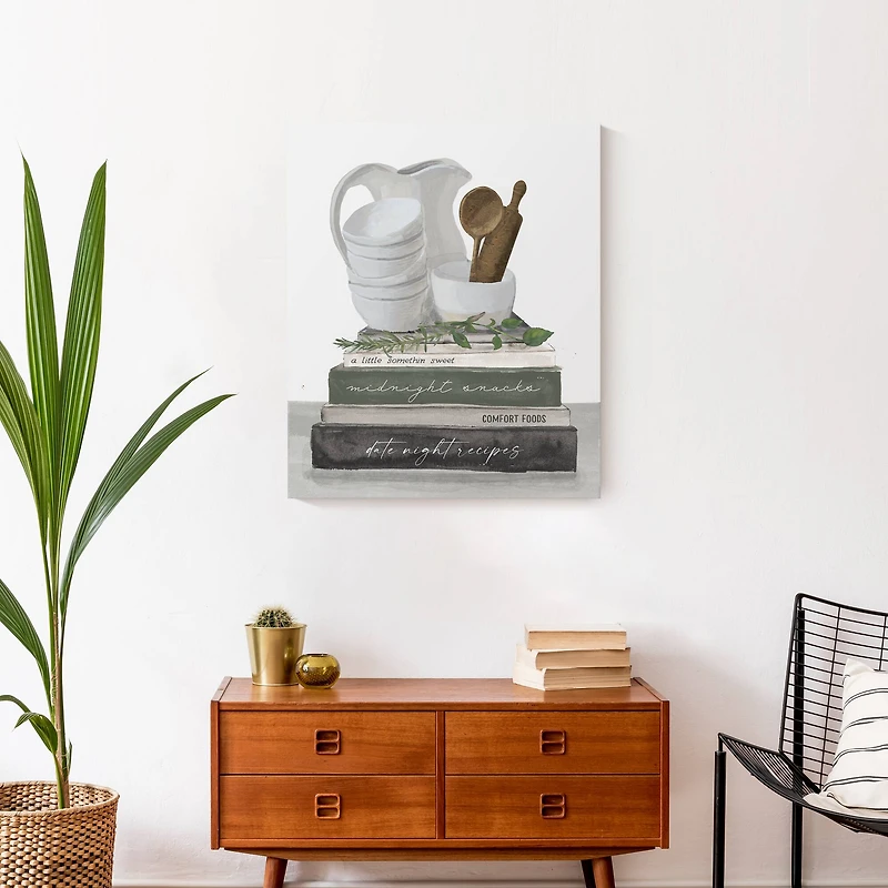 Cookbook Stack Bowls 20" x 24" Canvas Wall Art