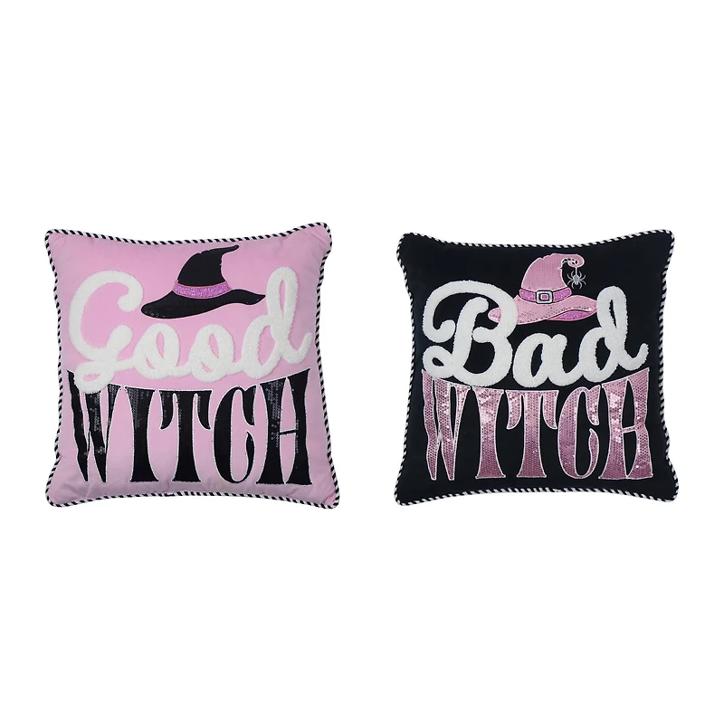 16" Good Witch Bad Witch Double-Sided Throw Pillow by Ashland®