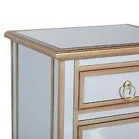 Beige Mirror Glam Cabinet, 30" x 19" x 15"