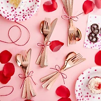 Rose Gold Hammered Plastic Cutlery Set by Celebrate It™, 120ct.