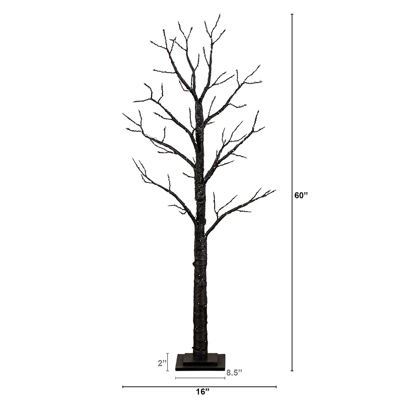 5ft. Pre-Lit Artificial Halloween Twig Tree with 360 Orange & Purple LED Lights