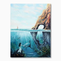 Designart - Underwater Fairy And Shark Ocean And MountaIn World