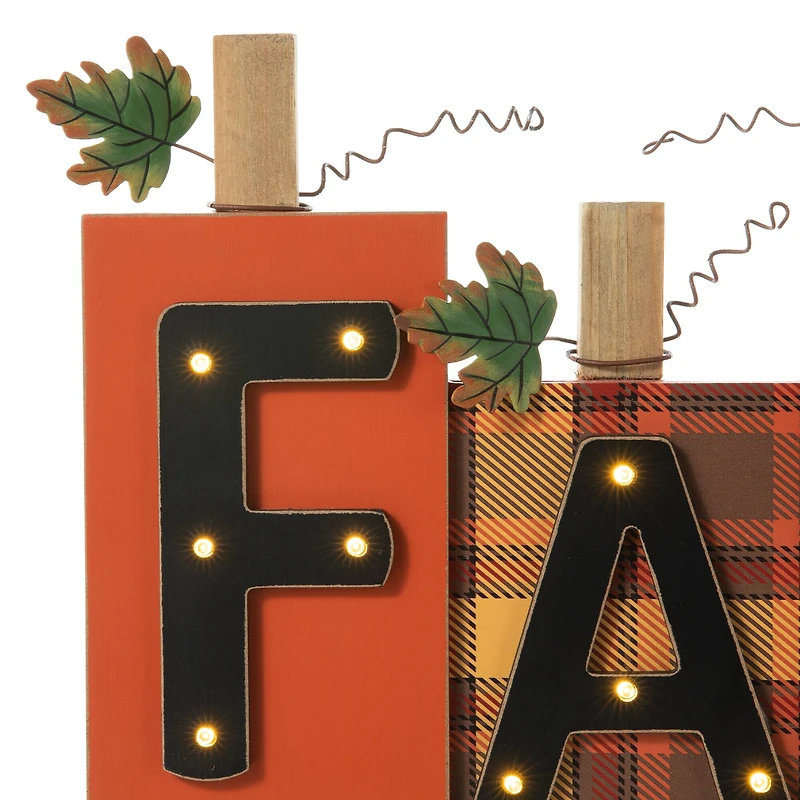 Glitzhome® 18" Lighted Wooden Fall Pumpkins Table Décor