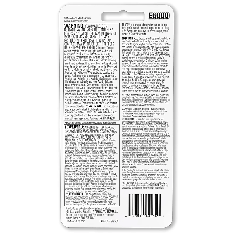 E6000 1oz. Industrial Strength Contact Adhesive