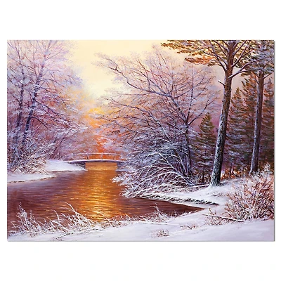 Designart - Winter Landscape with River
