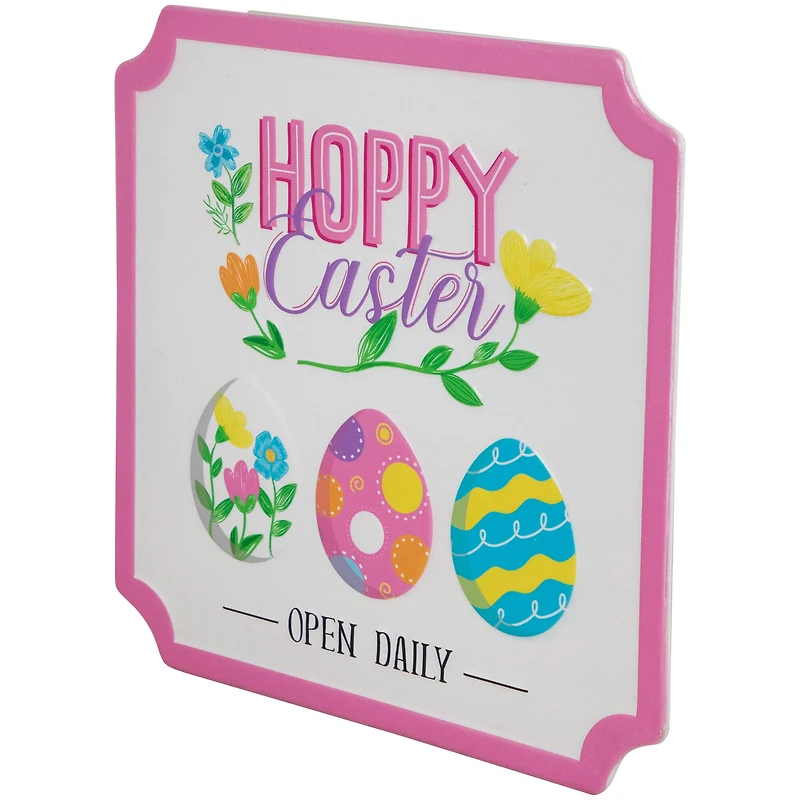 9.75" Hoppy Easter Open Daily Metal Wall Sign