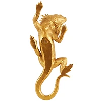 15" Gold Lizard Textured Climbing Sculpture
