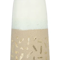 Hello Honey® 14" Cream Stoneware Vase with Gold Pattern
