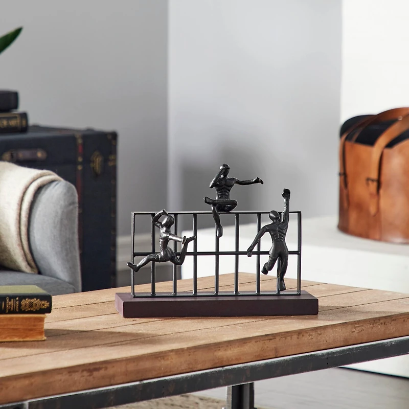 Black Metal Contemporary Sculpture, Climbing 10" x 14" x 9"