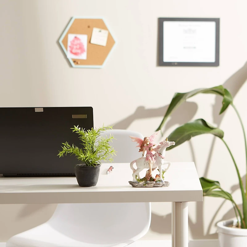 Magical Pink Fairy with Unicorn Figurine 5" x 2.25" x 6.5