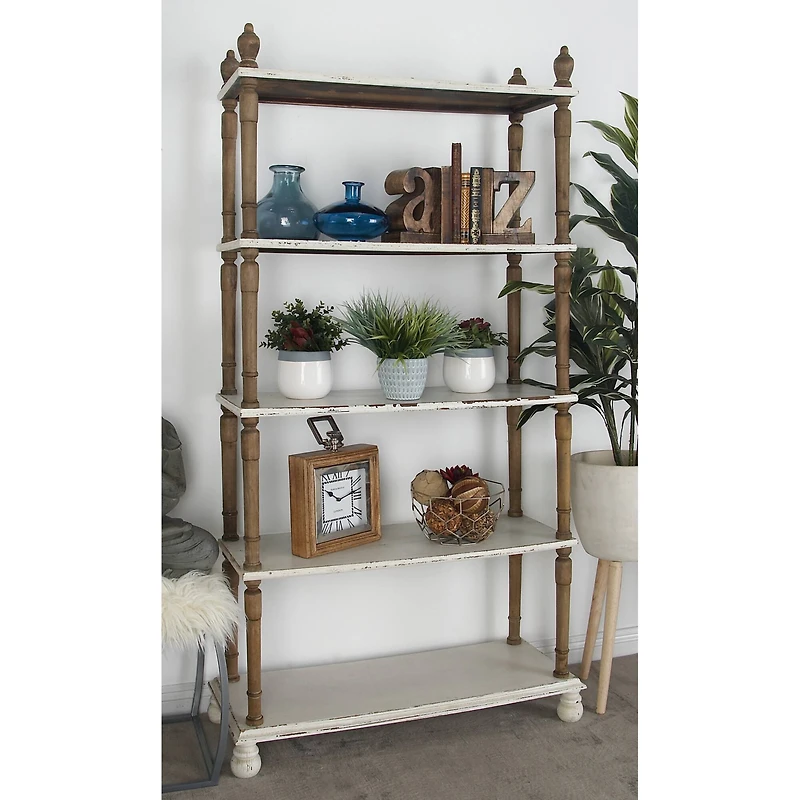 White Wood Farmhouse Shelving Unit