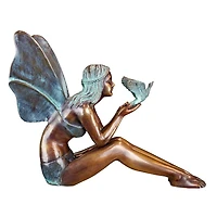 Design Toscano 18" Bird Fairy Cast Bronze Garden Statue